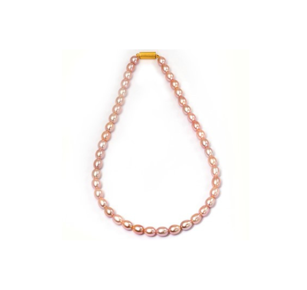 Rose color natural pearls necklace